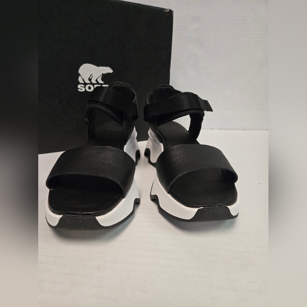 Sorel Women's Kinetic Impact Y Strap High Sandals - Black, Sea Salt Size 9.5 NIB - Picture 8 of 15